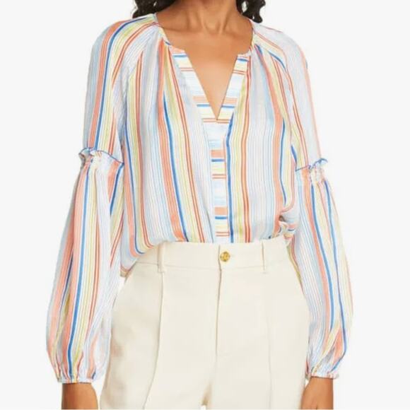 TANYA TAYLOR Illa Summer Stripe Top NWT in Size 0 - Picture 1 of 9